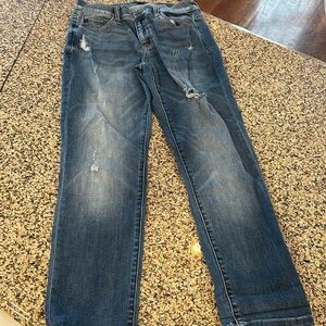 Women’s Distressed Blue Jeans - Classic Mid Wash